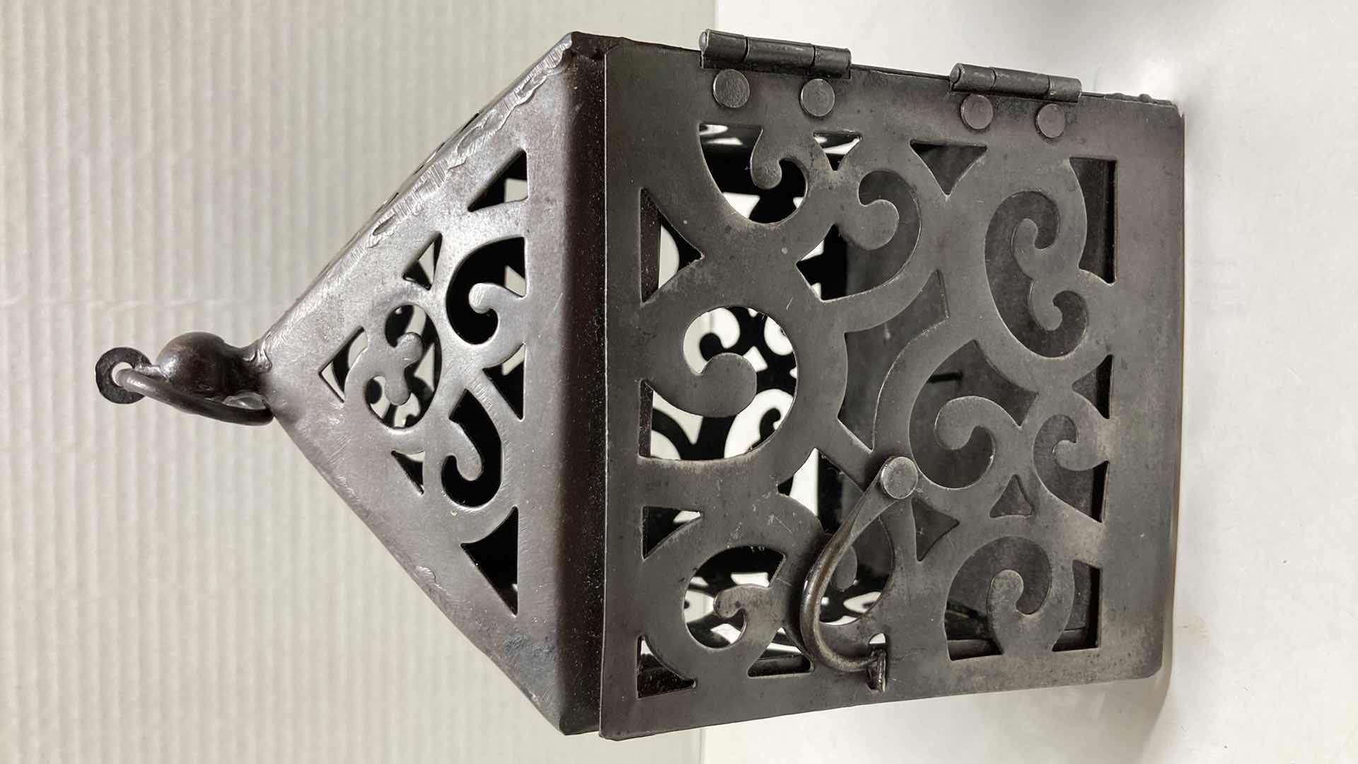 Photo 1 of BLACK CERAMIC INCENSE HOLDER & METAL CANDLE LANTERN W BLACK OIL DIFFUSER