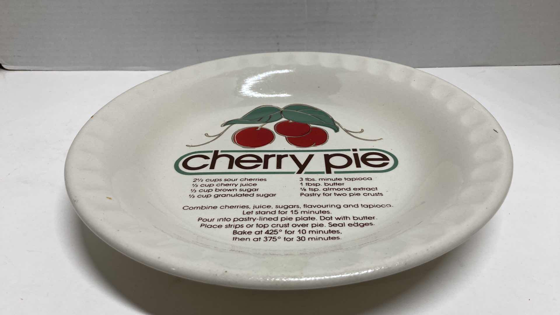 Photo 1 of CHERRY PIE RECIPE PLATE 10” X 1.5”
