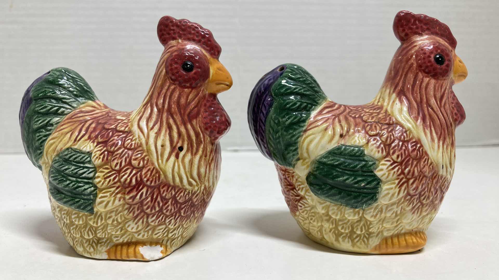 Photo 1 of ROOSTER SALT & PEPPER SHAKERS W ROOSTER CERAMIC JAR 7” X 6” H9”
