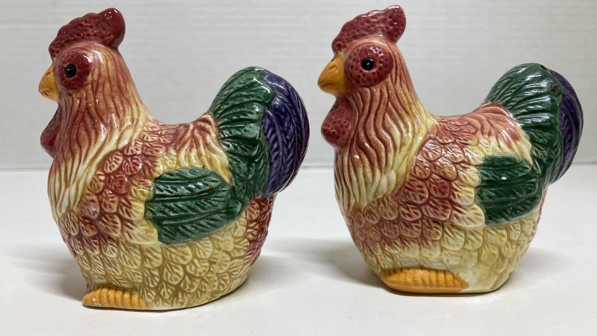 Photo 1 of ROOSTER SALT & PEPPER SHAKERS W ROOSTER CERAMIC JAR 7” X 6” H9”
