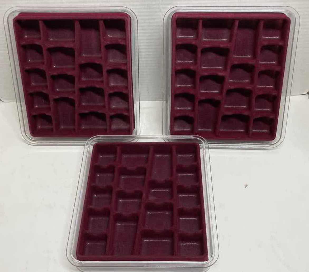 Photo 1 of JEWELRY STORAGE DISPLAY BOXES (6) W CRAFTING STORAGE CASE 14” X 11” H2.5”