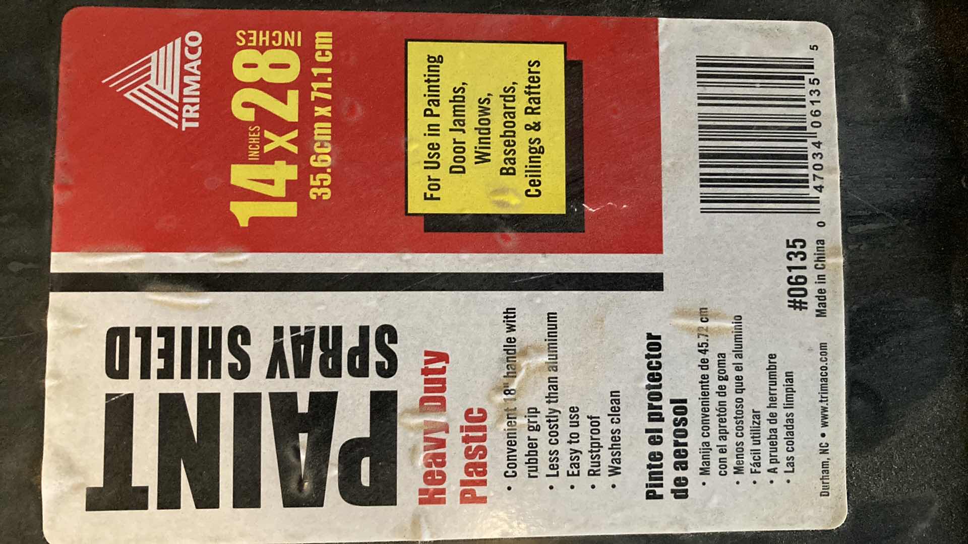 Photo 5 of TRIMACO HEAVY-DUTY PLASTIC PAINT SPRAY SHIELD 14” X 28”