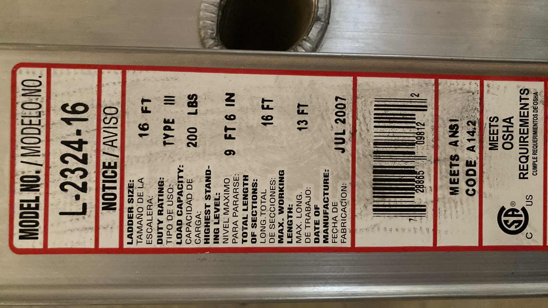 Photo 1 of LOUISVILLE 16’ EXTENSION LADDER MODEL L-2324-16