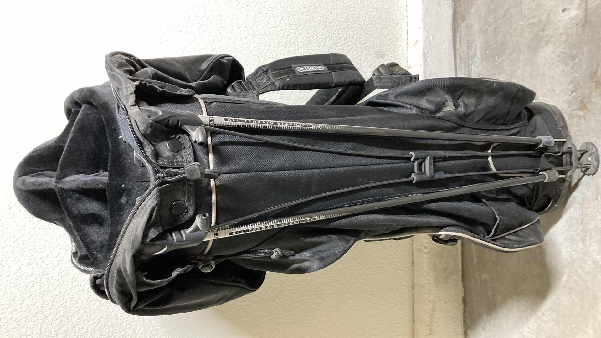 Photo 1 of OGIO VECTOR BLACK GOLF BAG W ALL TERRAIN STABILITY STAND, BALL SILO & ARC CLUB MANAGEMENT SYSTEM