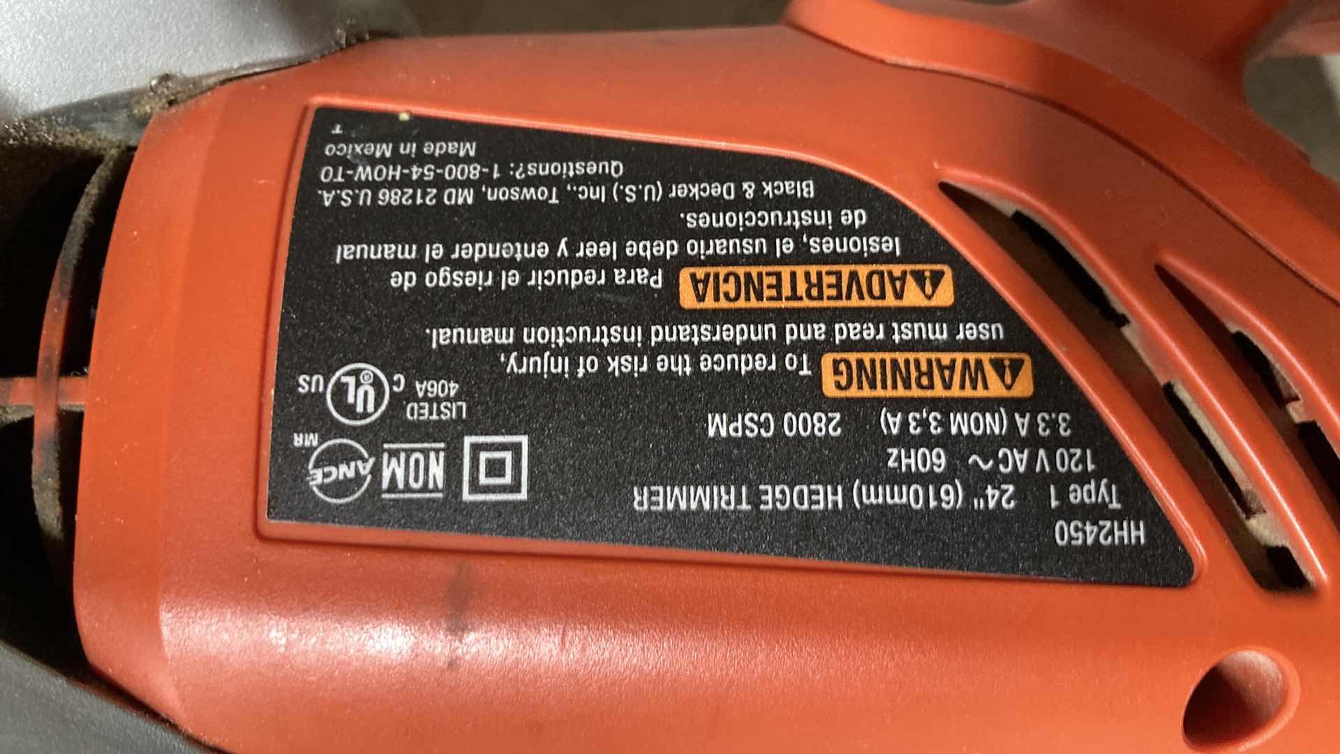 Photo 1 of BLACK & DECKER HEDGEHOG ELECTRIC HEDGE TRIMMER MODEL HH2450 TYPE 1