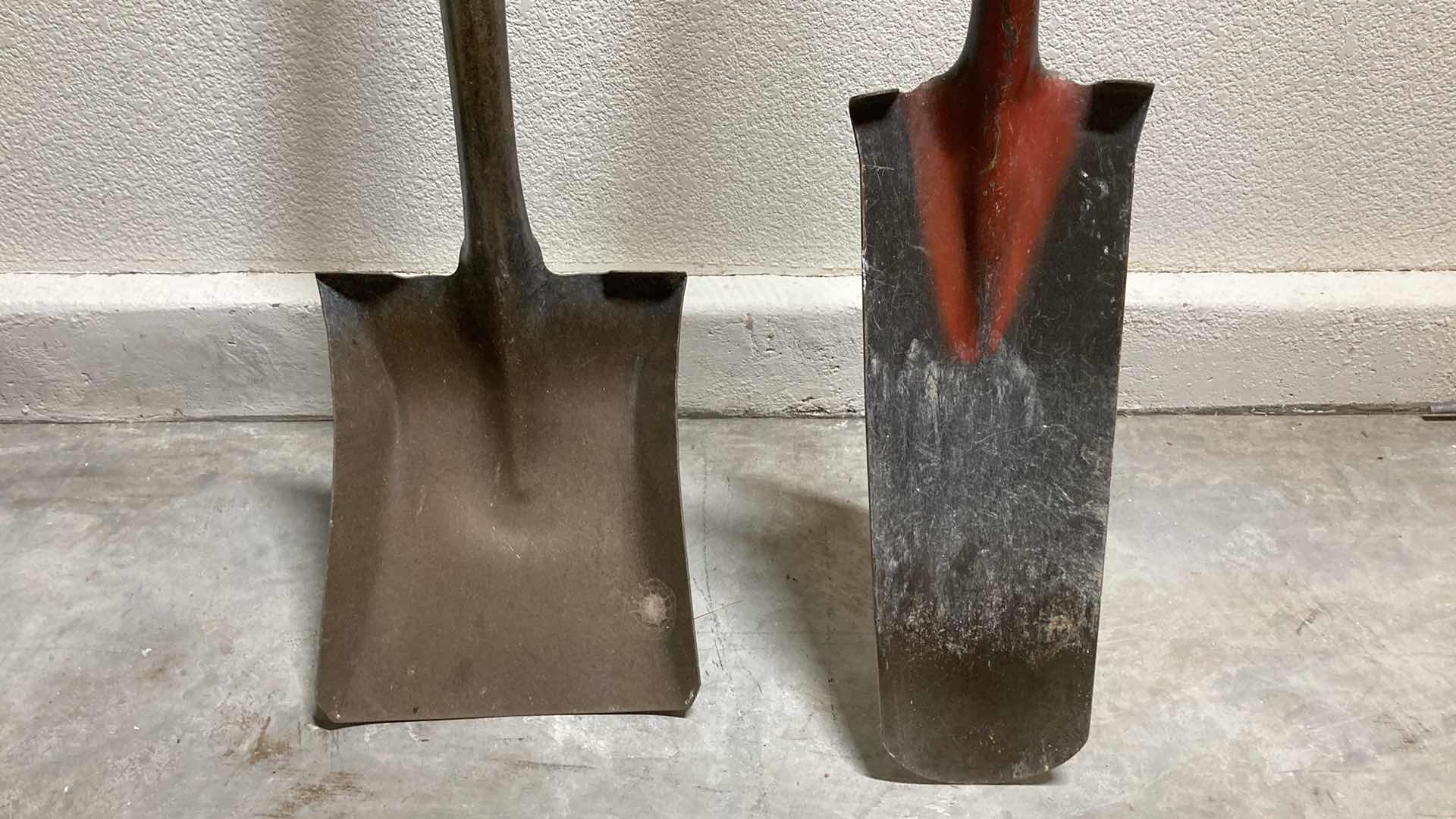 Photo 1 of FLAT HEAD WOOD HANDLED SHOVEL & TREE WOOD HANDLED SHOVEL