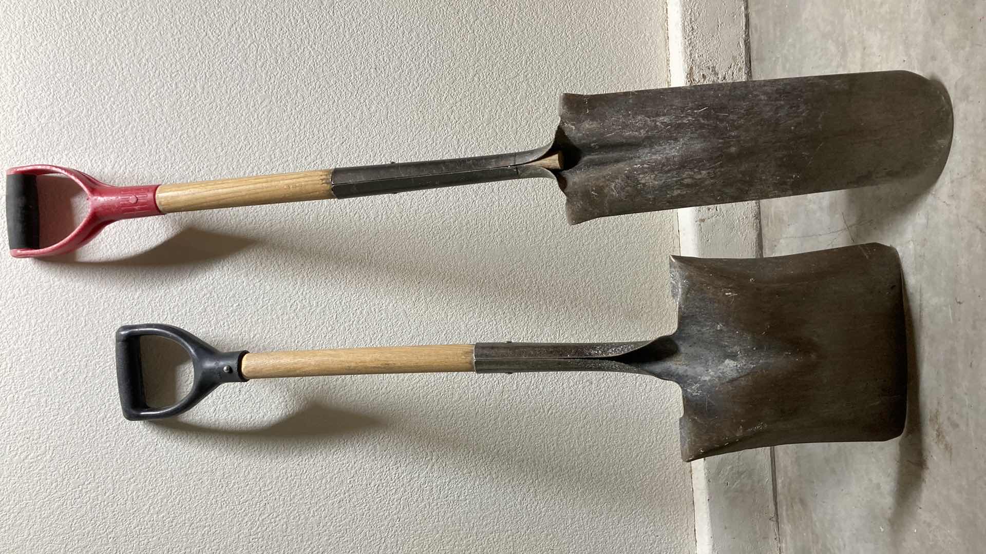 Photo 1 of FLAT HEAD WOOD HANDLED SHOVEL & TREE WOOD HANDLED SHOVEL