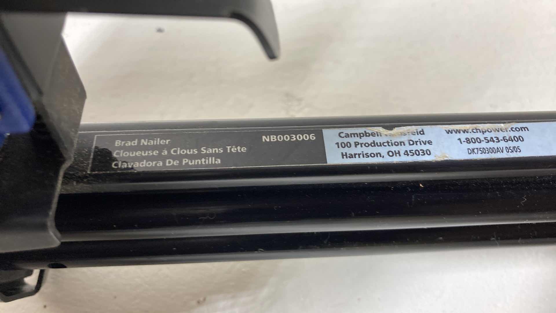 Photo 1 of CAMPBELL HAUSFELD AIR COMPRESSOR OPERATED BRAD NAILER MODEL NB003006