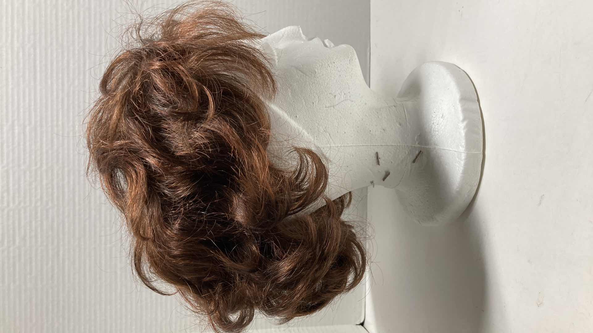 Photo 1 of CHESTNUT COLORED WOMENS MODACRYLIC FIBER HAIR WIG W STYROFOAM MANNEQUIN HEAD MADE IN THAILAND,JAPAN