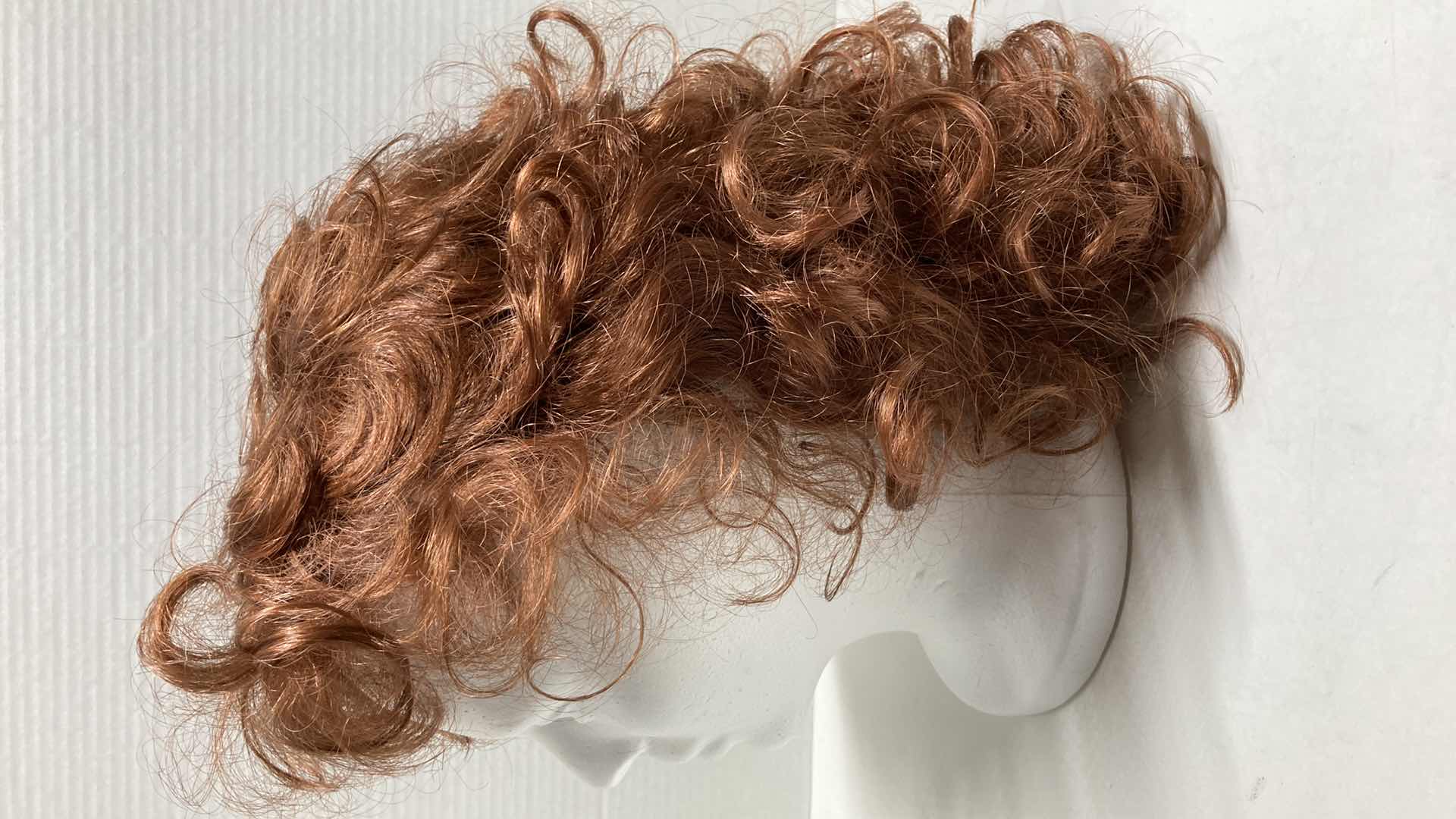 Photo 1 of ELURA WOMENS REDDISH MODACRYLIC FIBER HAIR WIG W STYROFOAM MANNEQUIN HEAD MADE IN JAPAN, KOREA, USA