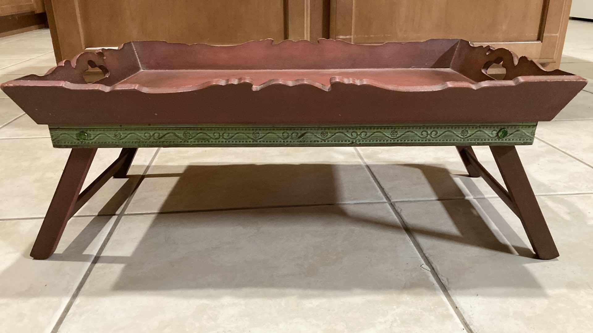 Photo 1 of MID-CENTURY ORNATE WOOD FOOD TRAY