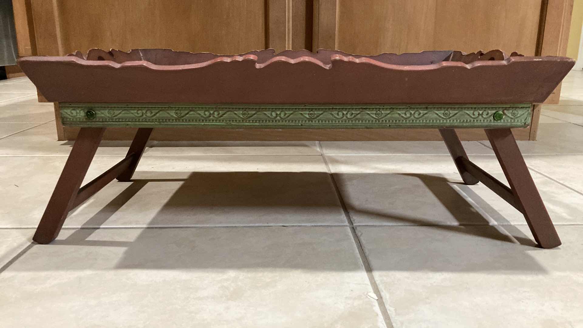 Photo 1 of MID-CENTURY ORNATE WOOD FOOD TRAY