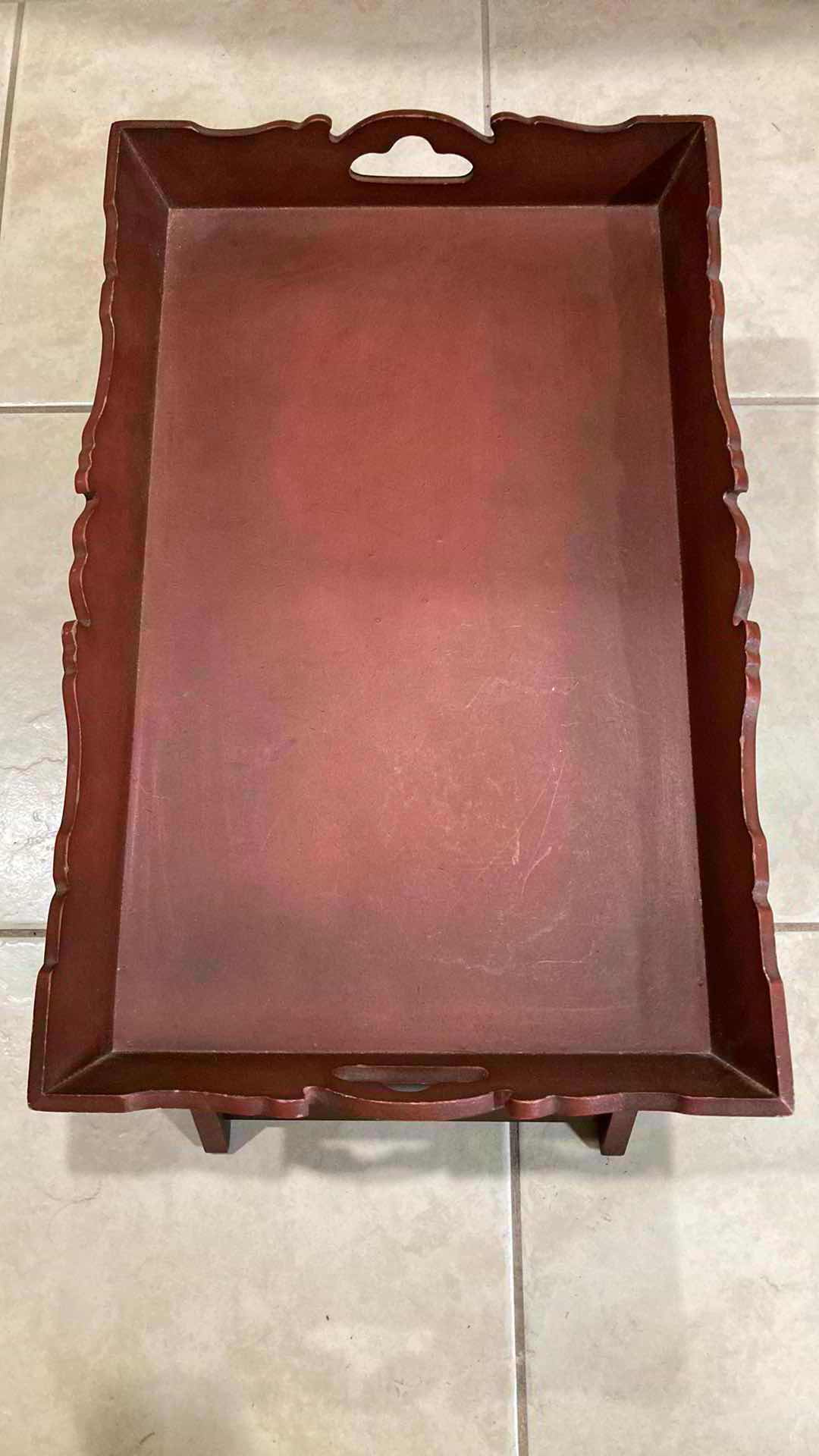 Photo 1 of MID-CENTURY ORNATE WOOD FOOD TRAY