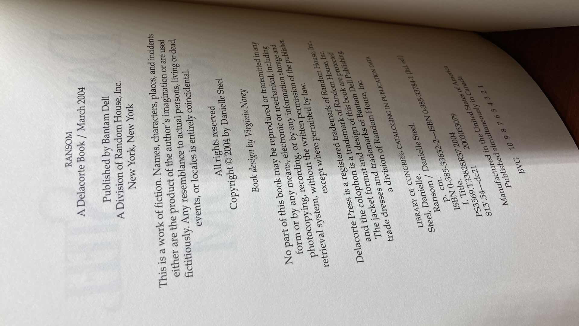 Photo 1 of RANSOM AUTOGRAPHED BY DANIELLE STEEL HARD COVER BOOK