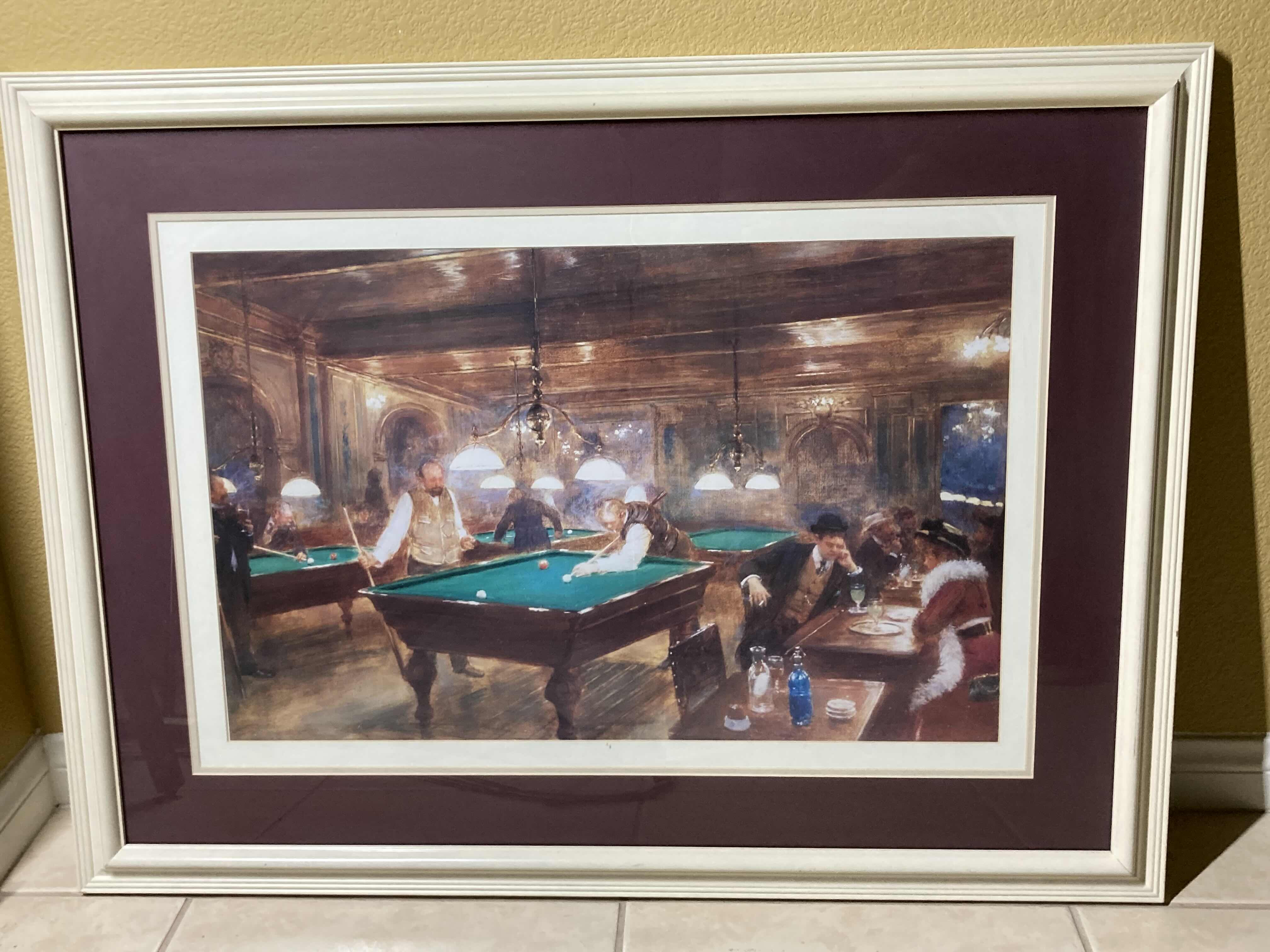 Photo 1 of LE BILLARD GICLEE FRAMED ARTWORK BY JEAN BERAND 40” X 30”