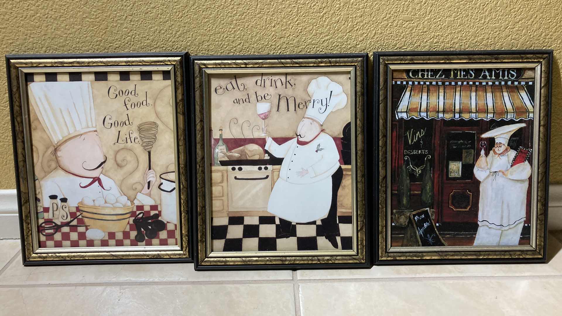 Photo 1 of DAN DIPAOLO ITALIAN CHEF FRAMED ARTWORK (3) 12” X 10”