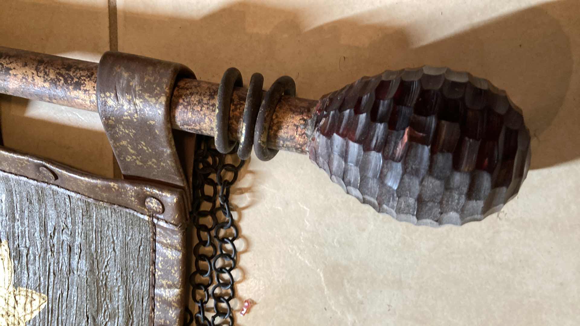 Photo 1 of INKAT FLORAL LEATHER HANGING TAPESTRY W METAL RODS 49” X 62”