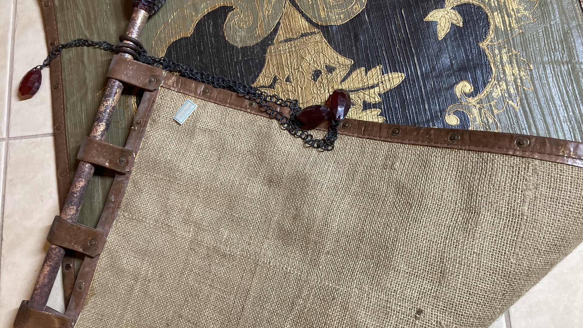 Photo 1 of INKAT FLORAL LEATHER HANGING TAPESTRY W METAL RODS 49” X 62”