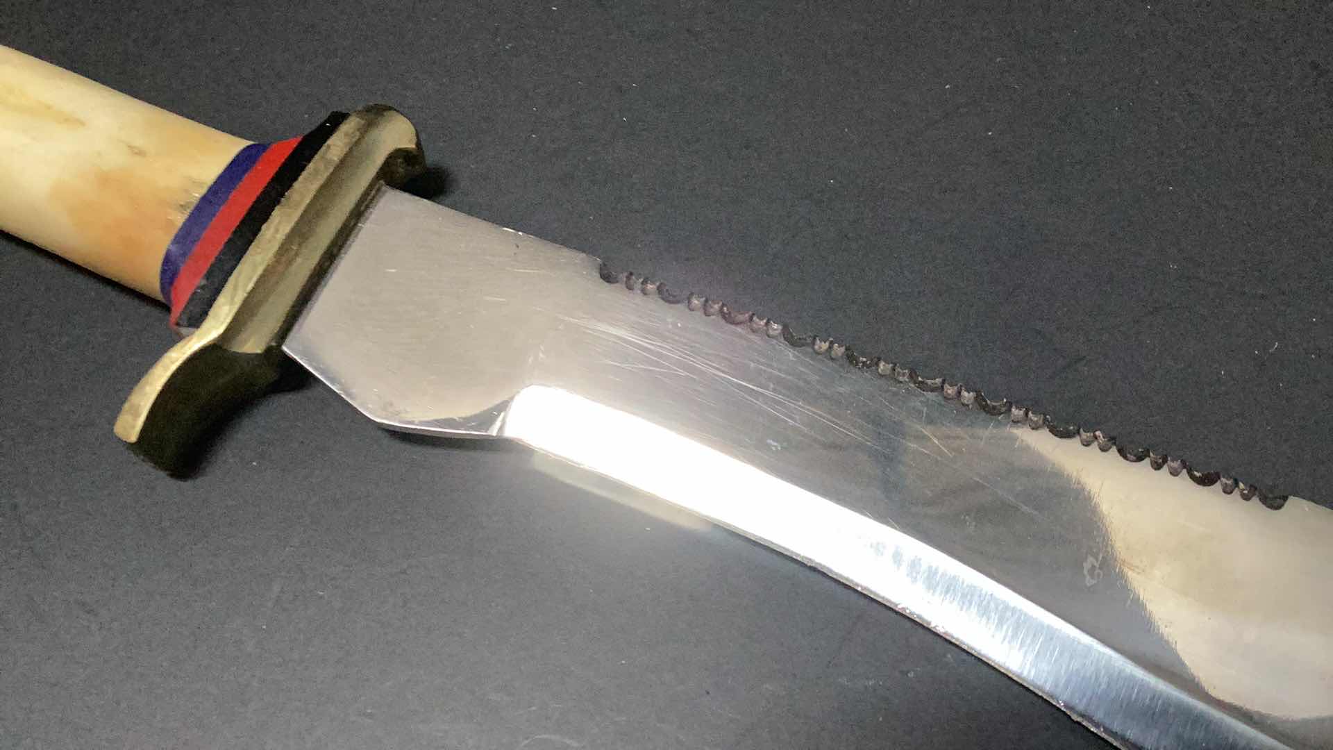 Photo 1 of BONE HANDLE 17 1/2 INCH BOWIE KNIFE