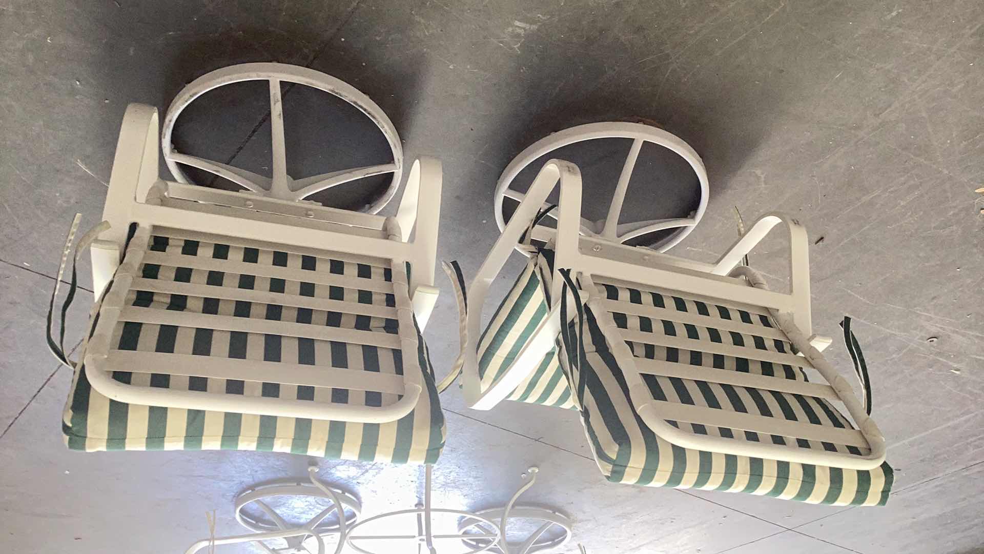 Photo 3 of 2-WHITE METAL OUTDOOR ROCKER CHAIRS W. CUSHIONS