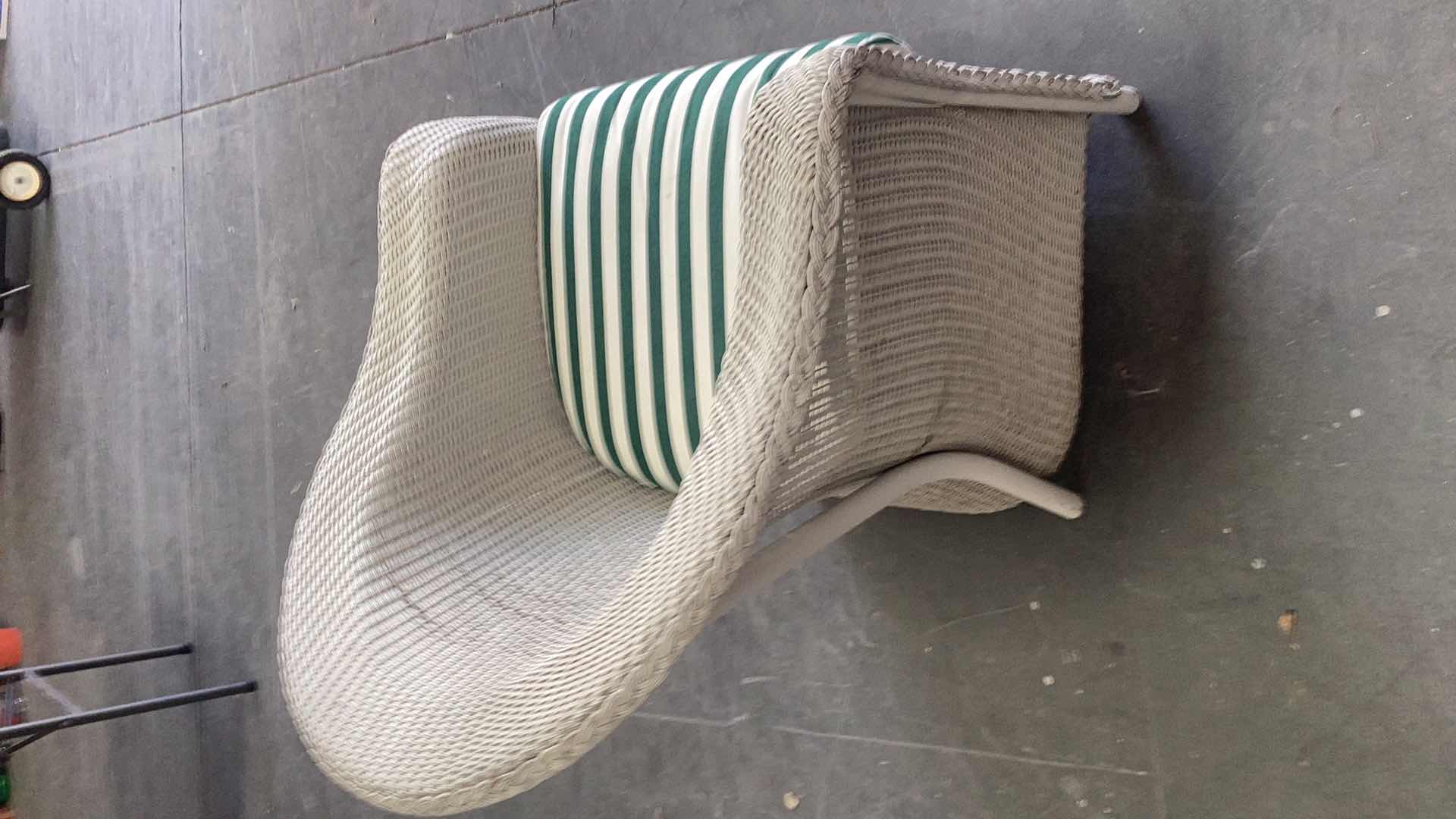 Photo 1 of WHITE WICKER PATIO ARMCHAIR W CUSHION