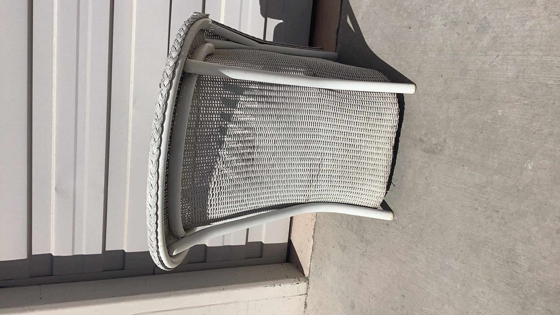 Photo 1 of WHITE RATTAN OUTDOOR ARMCHAIR W. CUSHION