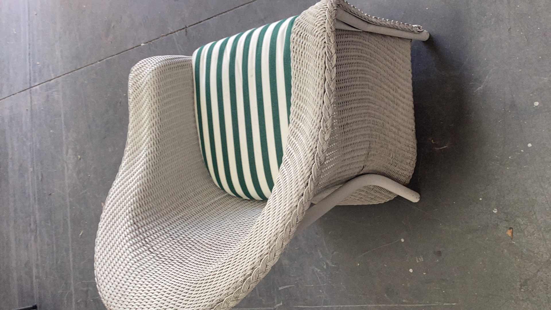 Photo 1 of WHITE RATTAN OUTDOOR ARMCHAIR W. CUSHION