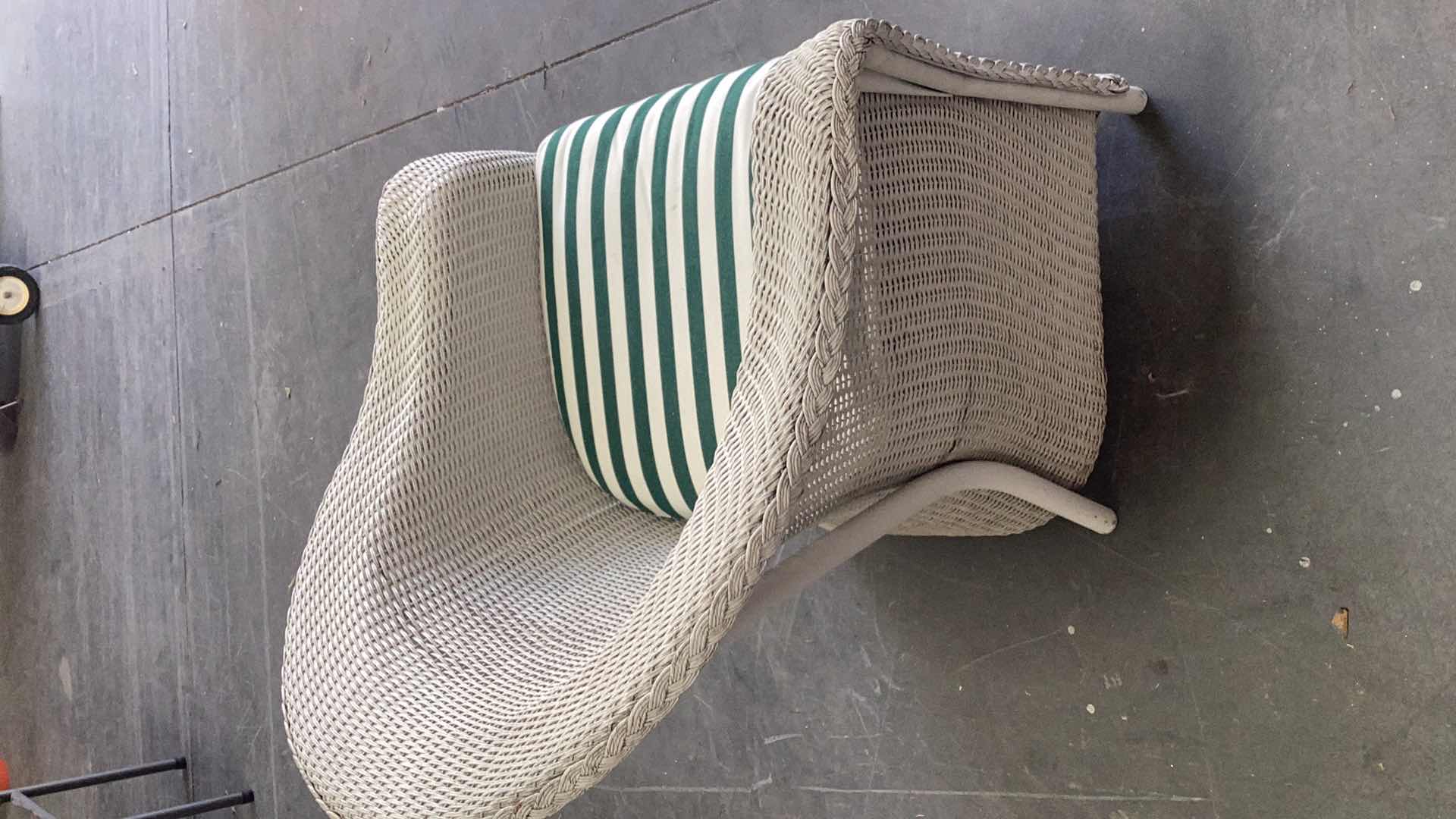 Photo 1 of WHITE RATTAN OUTDOOR ARMCHAIR W. CUSHION