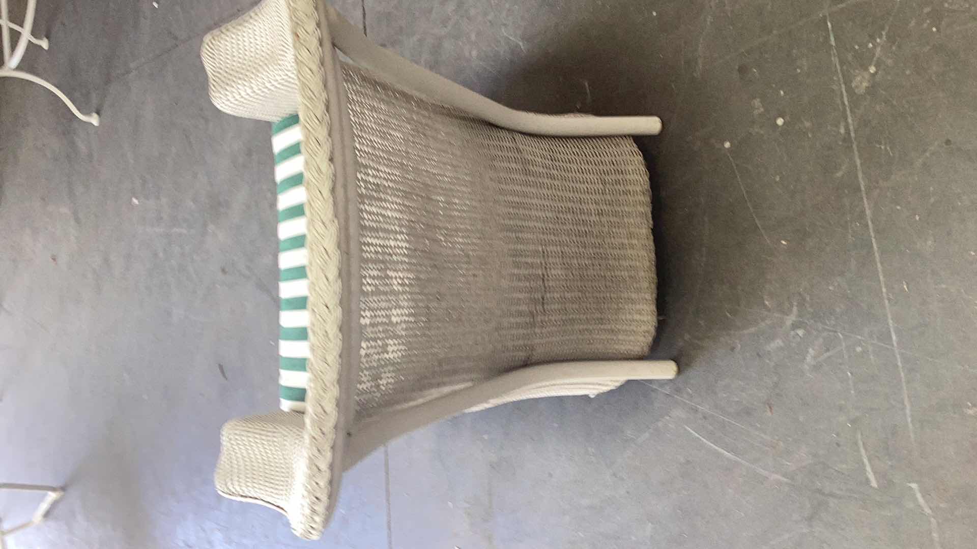 Photo 3 of WHITE RATTAN OUTDOOR ARMCHAIR W. CUSHION