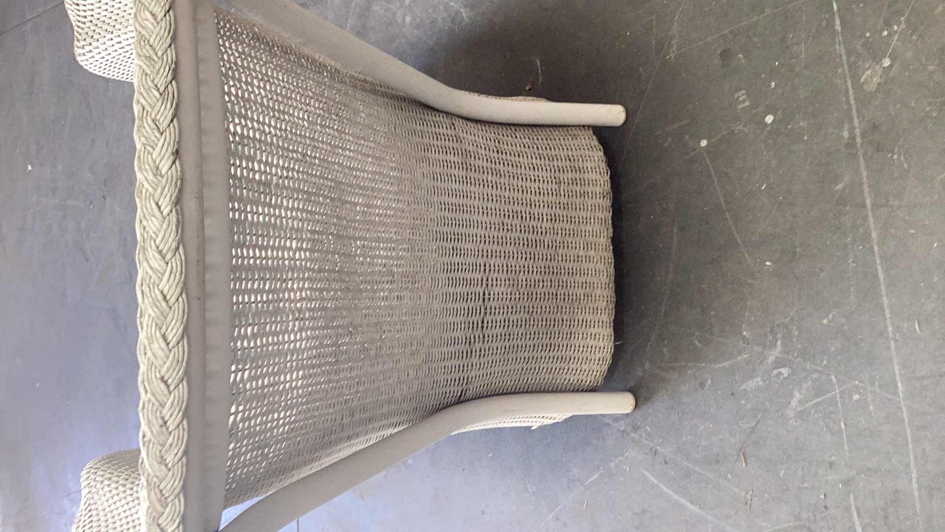 Photo 1 of WHITE RATTAN OUTDOOR ARMCHAIR W. CUSHION