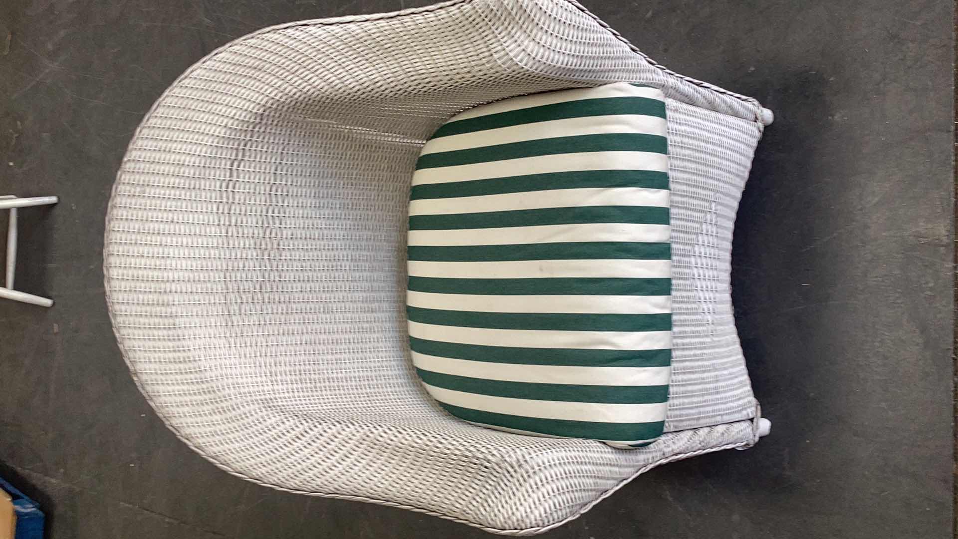 Photo 1 of WHITE RATTAN OUTDOOR ARMCHAIR W. CUSHION