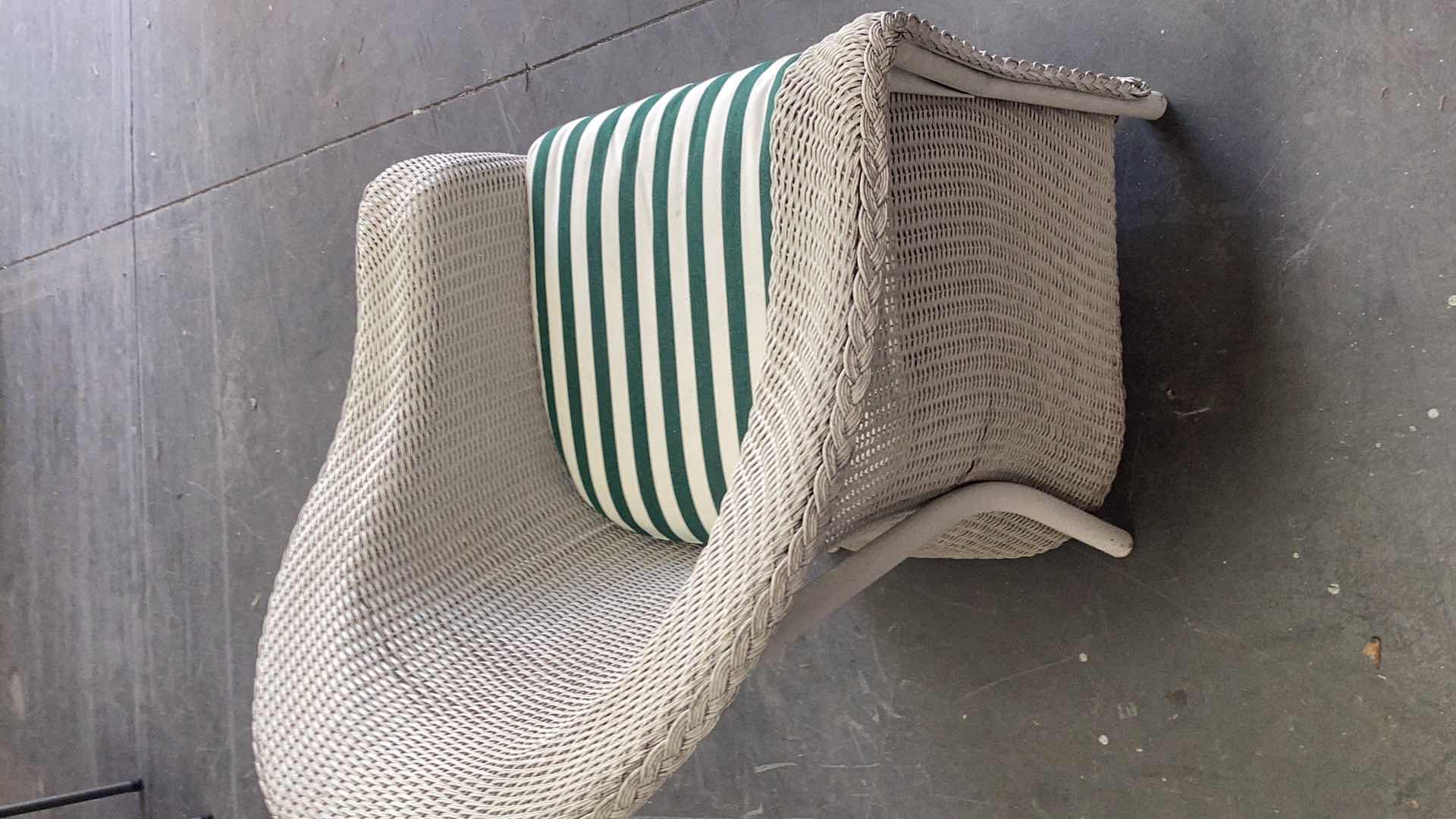 Photo 1 of WHITE RATTAN OUTDOOR ARMCHAIR W. CUSHION