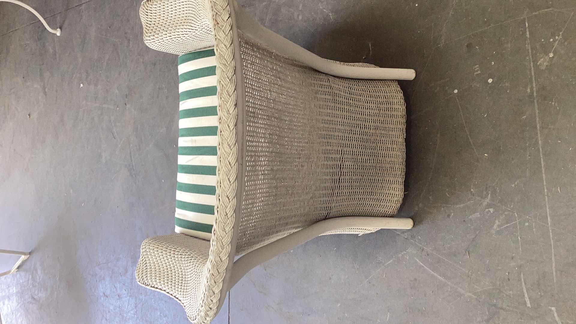 Photo 3 of WHITE RATTAN OUTDOOR ARMCHAIR W. CUSHION