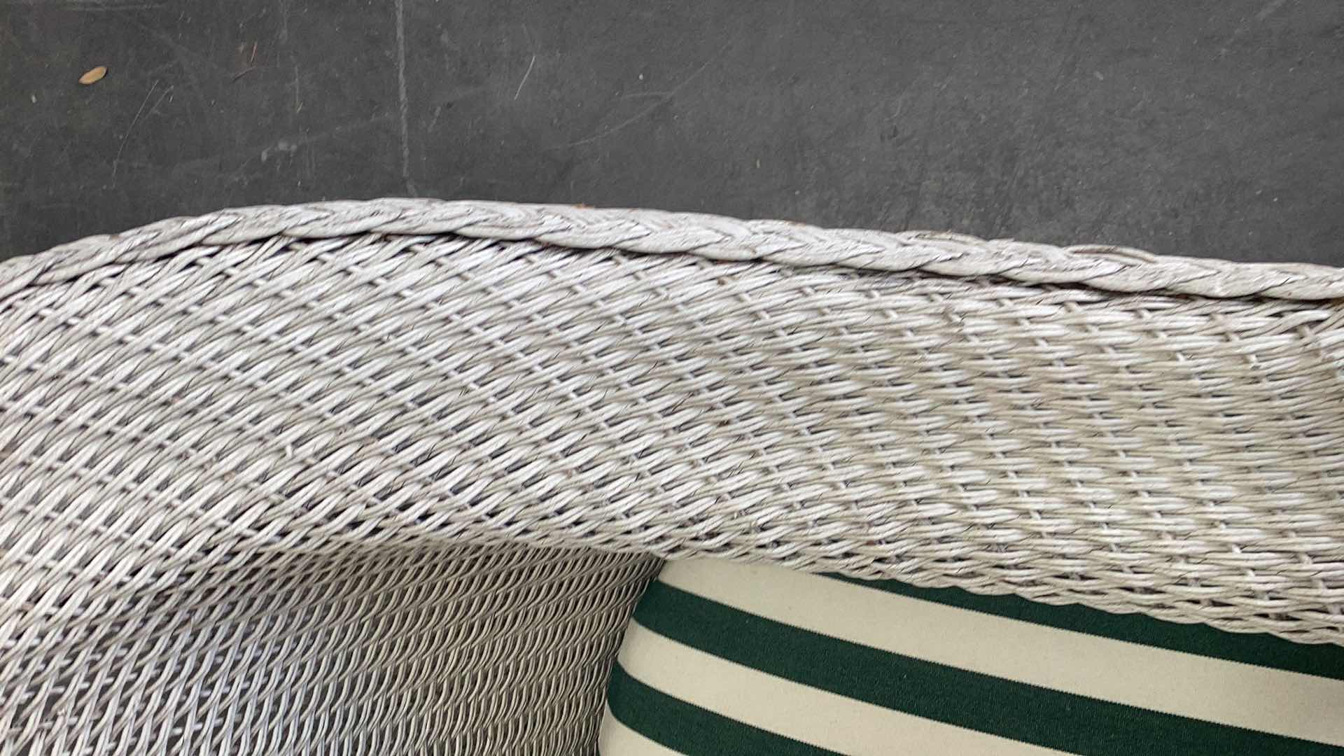 Photo 1 of WHITE RATTAN OUTDOOR ARMCHAIR W. CUSHION