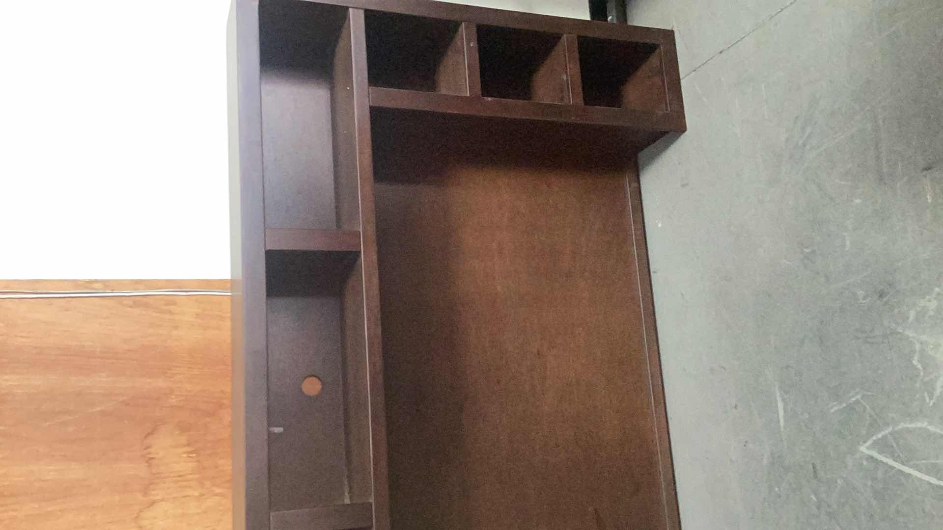 Photo 2 of DARK WOOD CABINET 73” X 10” H 47”