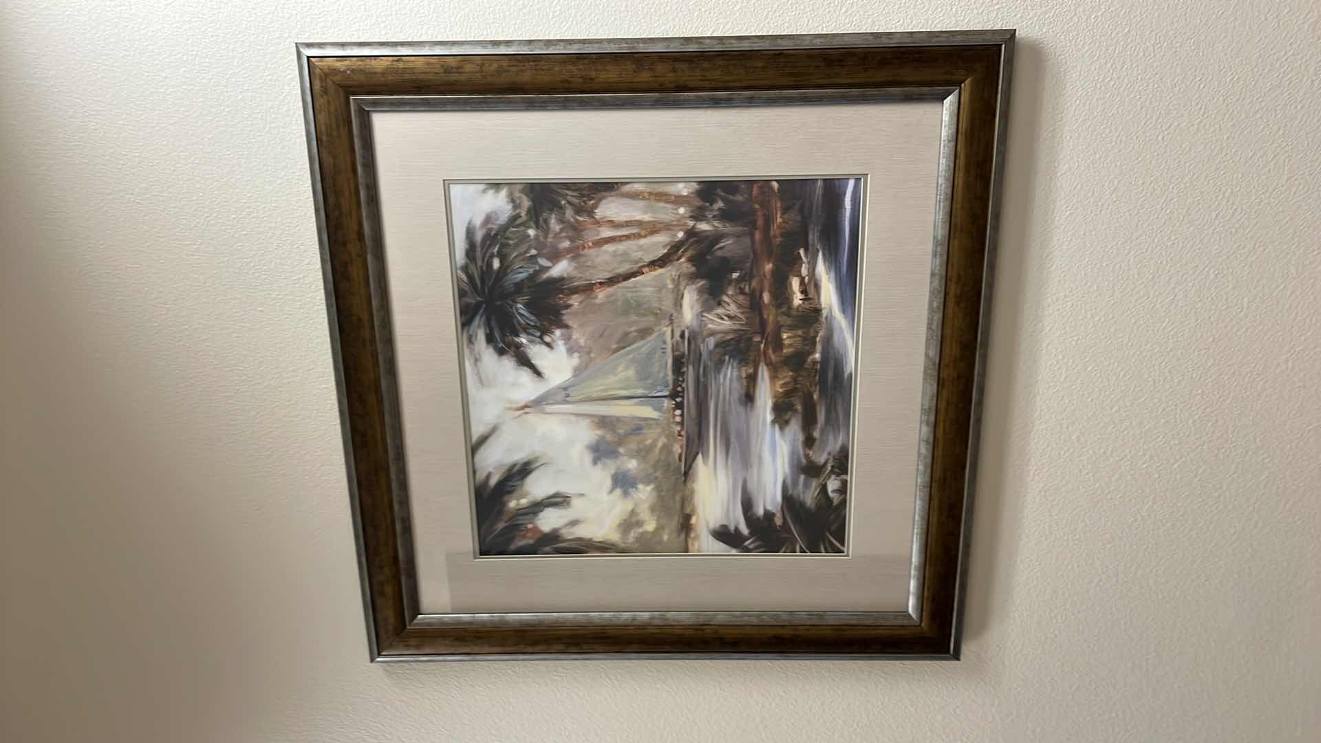 Photo 1 of GOLD & COPPER FRAMED TOMMY BAHAMA “SAILBOAT” ARTWORK 38” x 38”