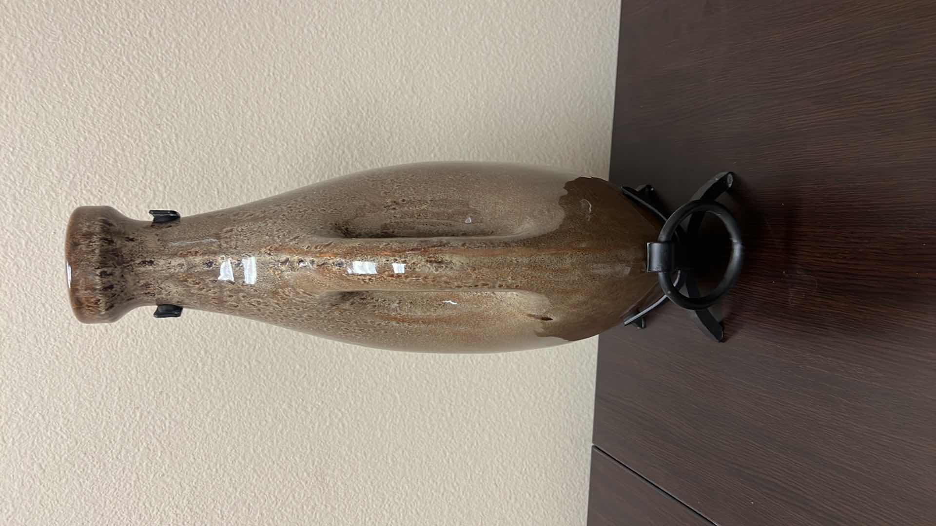 Photo 1 of BLACK IRON STAND W CERAMIC PITCHER W13” H20”