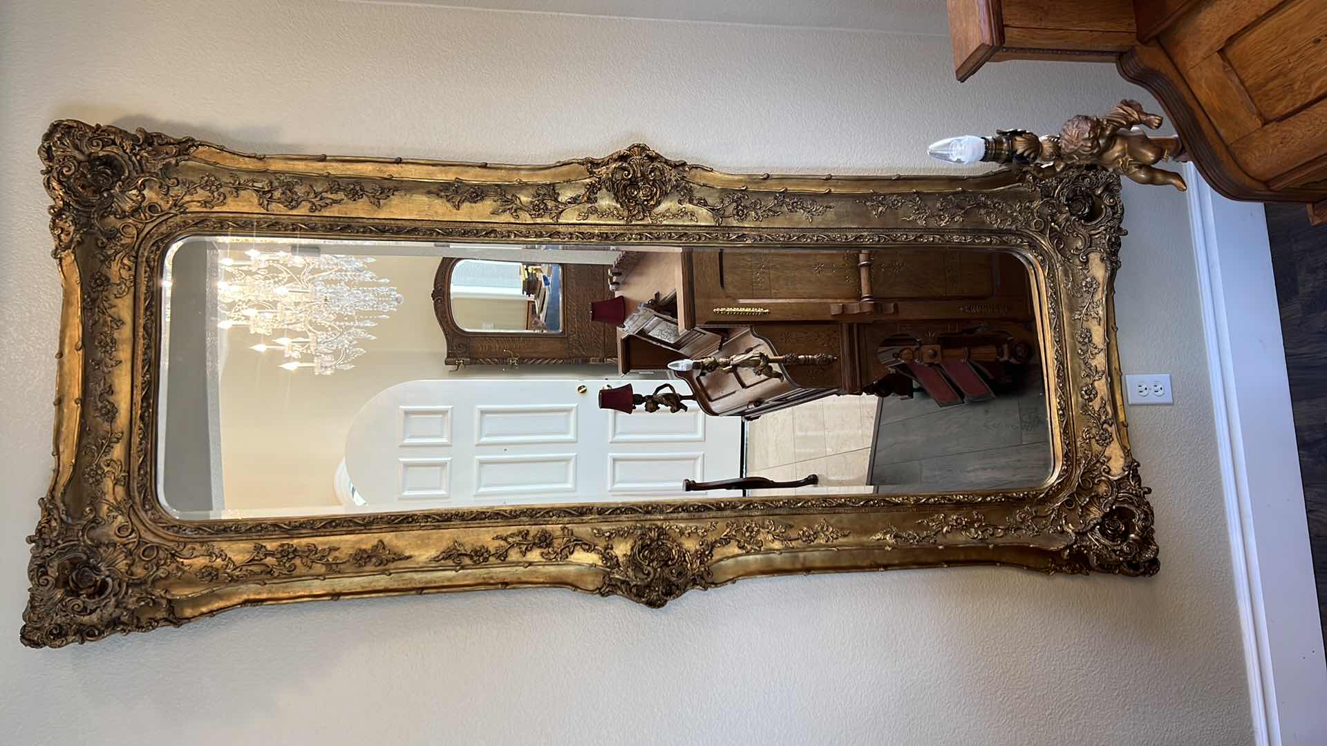 Photo 1 of ANTIQUE ORNATE GOLD FRAMED WALL MIRROR 38” x 86”