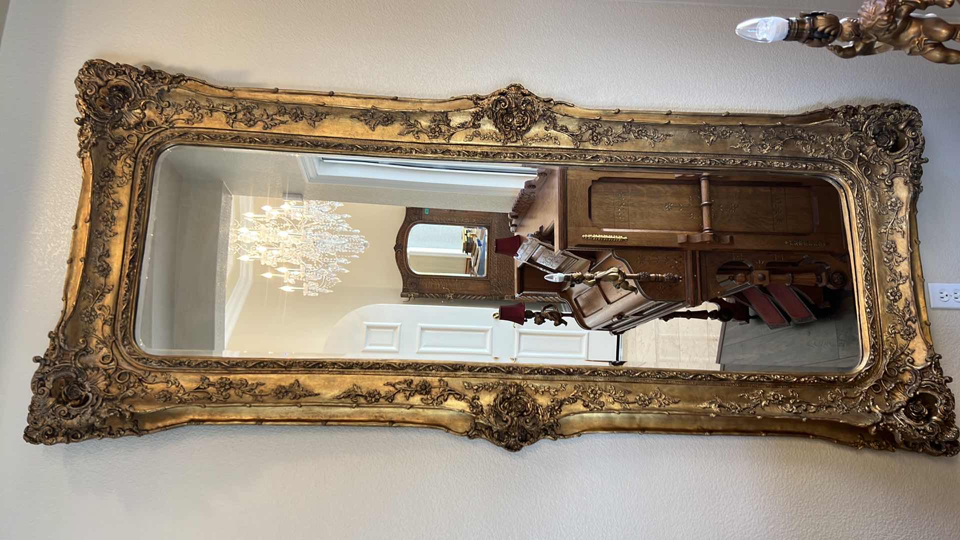 Photo 1 of ANTIQUE ORNATE GOLD FRAMED WALL MIRROR 38” x 86”