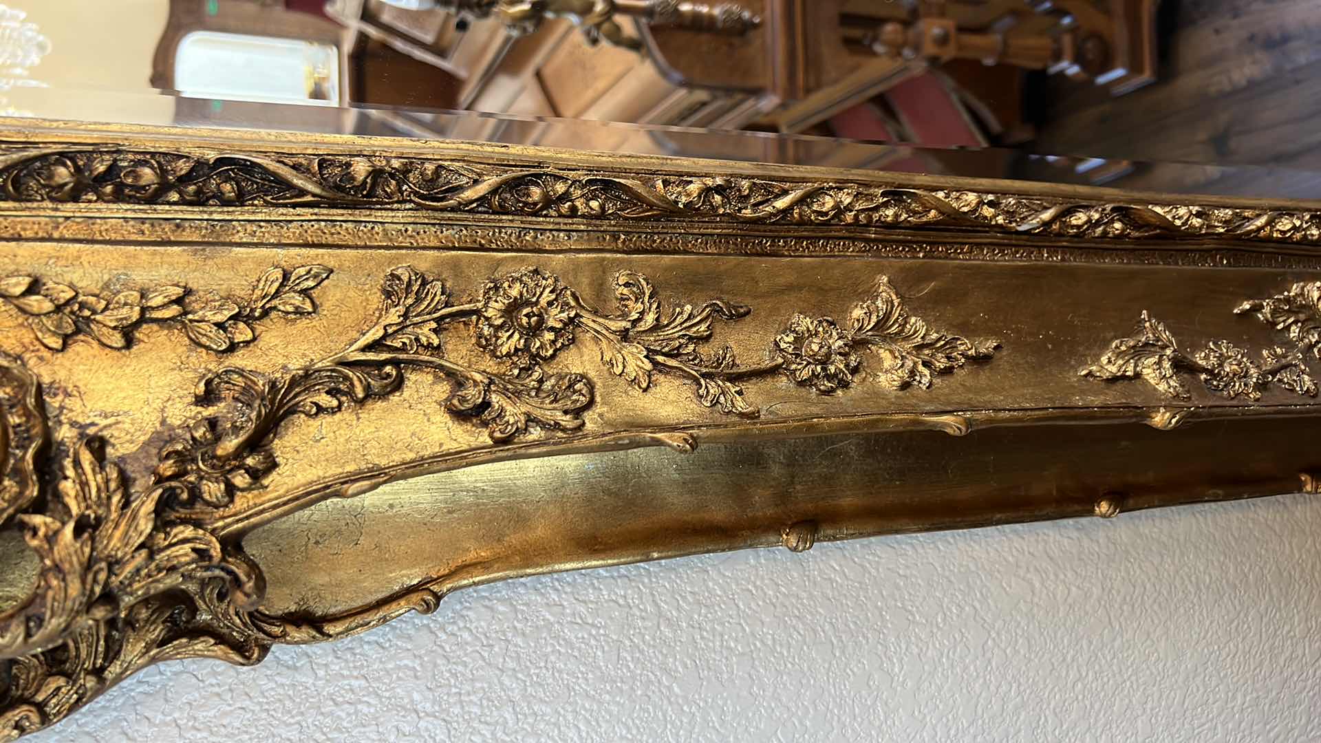 Photo 1 of ANTIQUE ORNATE GOLD FRAMED WALL MIRROR 38” x 86”