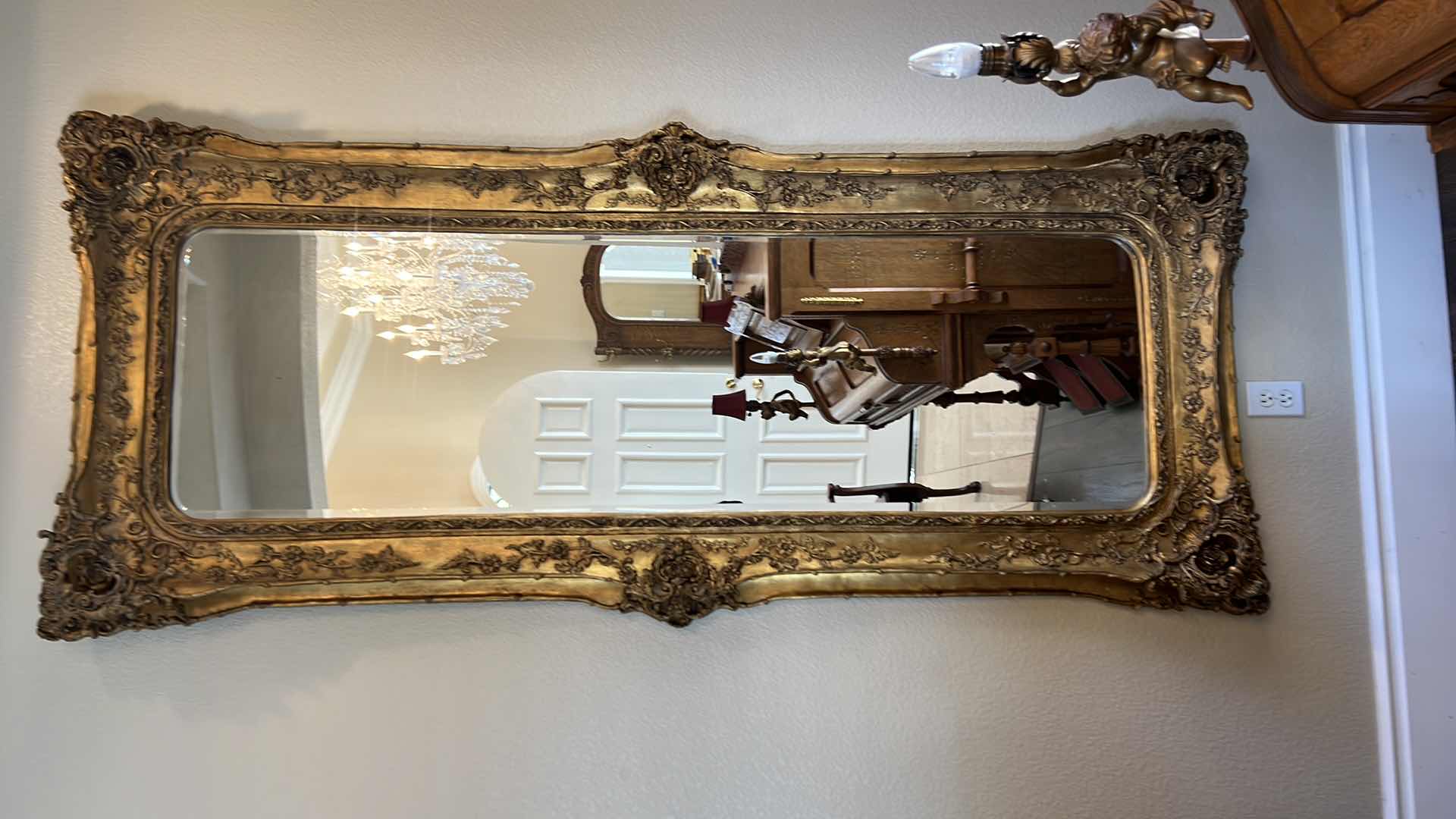 Photo 1 of ANTIQUE ORNATE GOLD FRAMED WALL MIRROR 38” x 86”