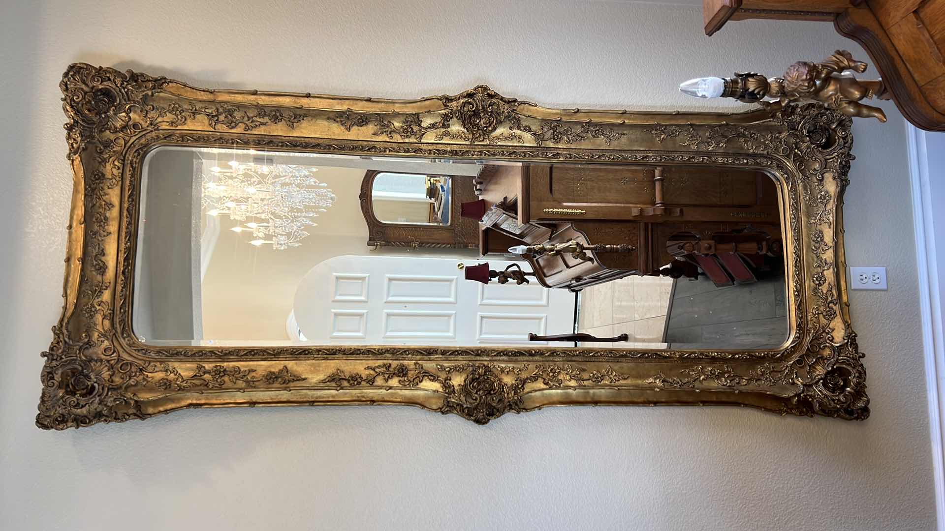 Photo 1 of ANTIQUE ORNATE GOLD FRAMED WALL MIRROR 38” x 86”