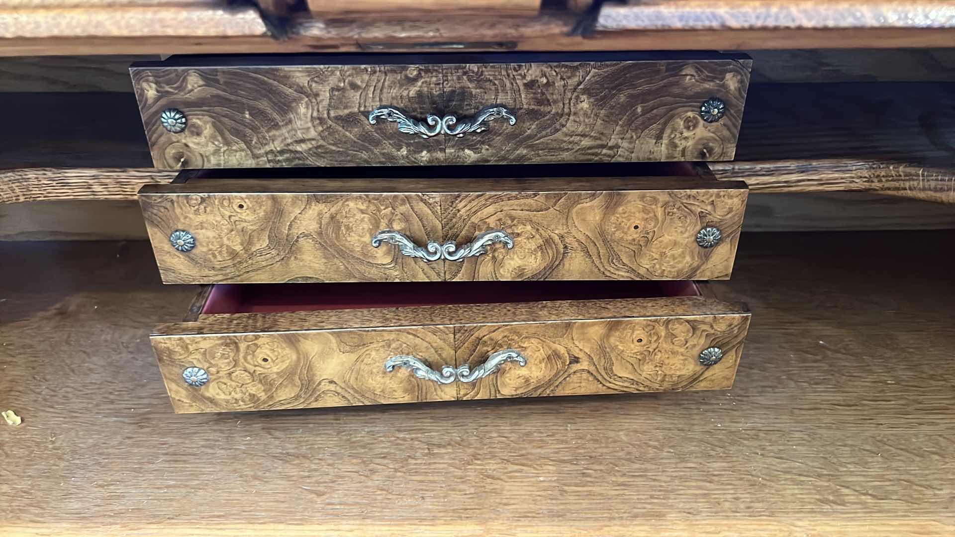 Photo 1 of ANTIQUE OAK PUMP ORGAN W GOLD CHERUB LIGHTS REPURPOSED TO DESK 44” x 24 H48”