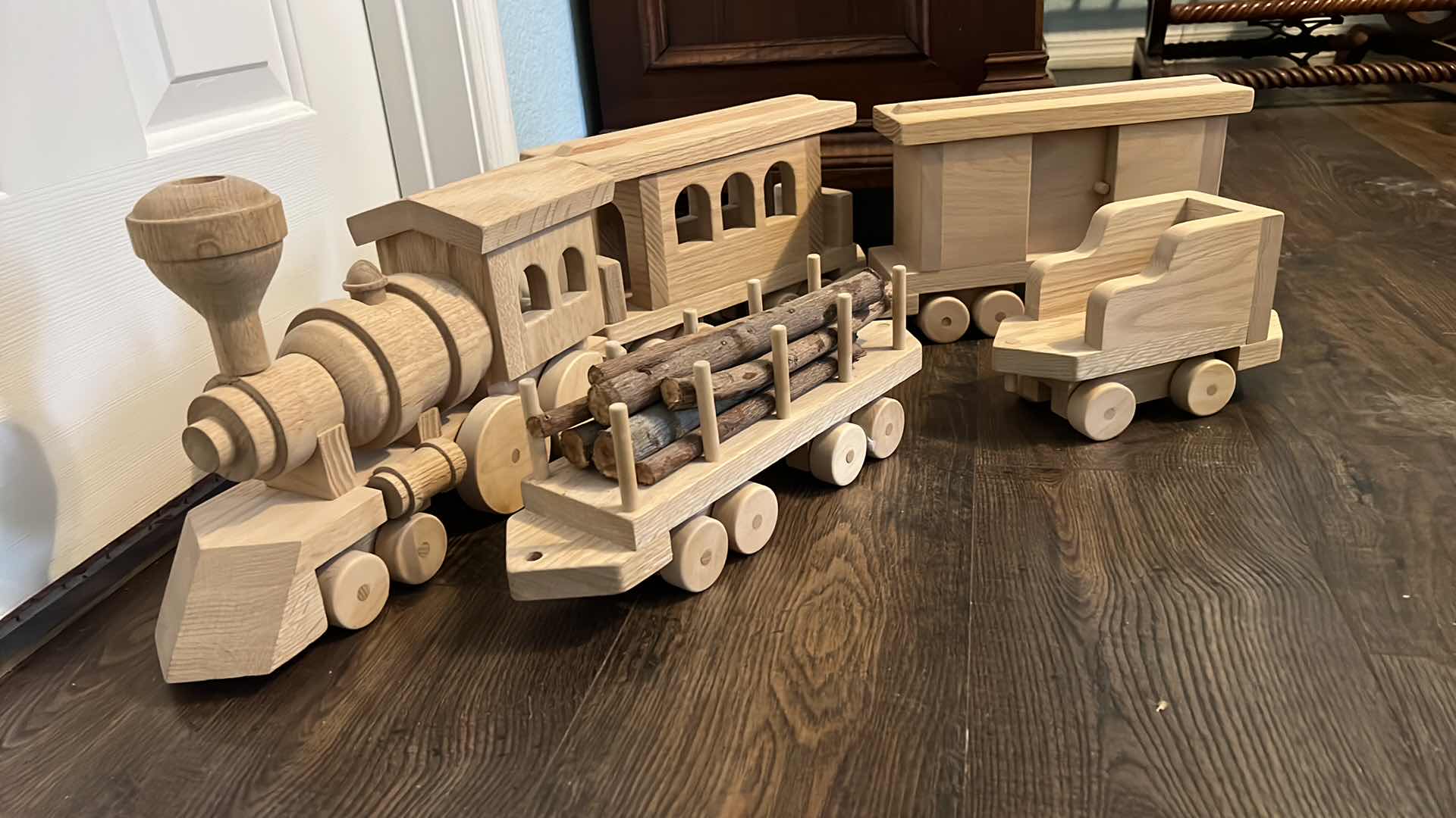 Photo 1 of 5-WOOD TOY TRAINS