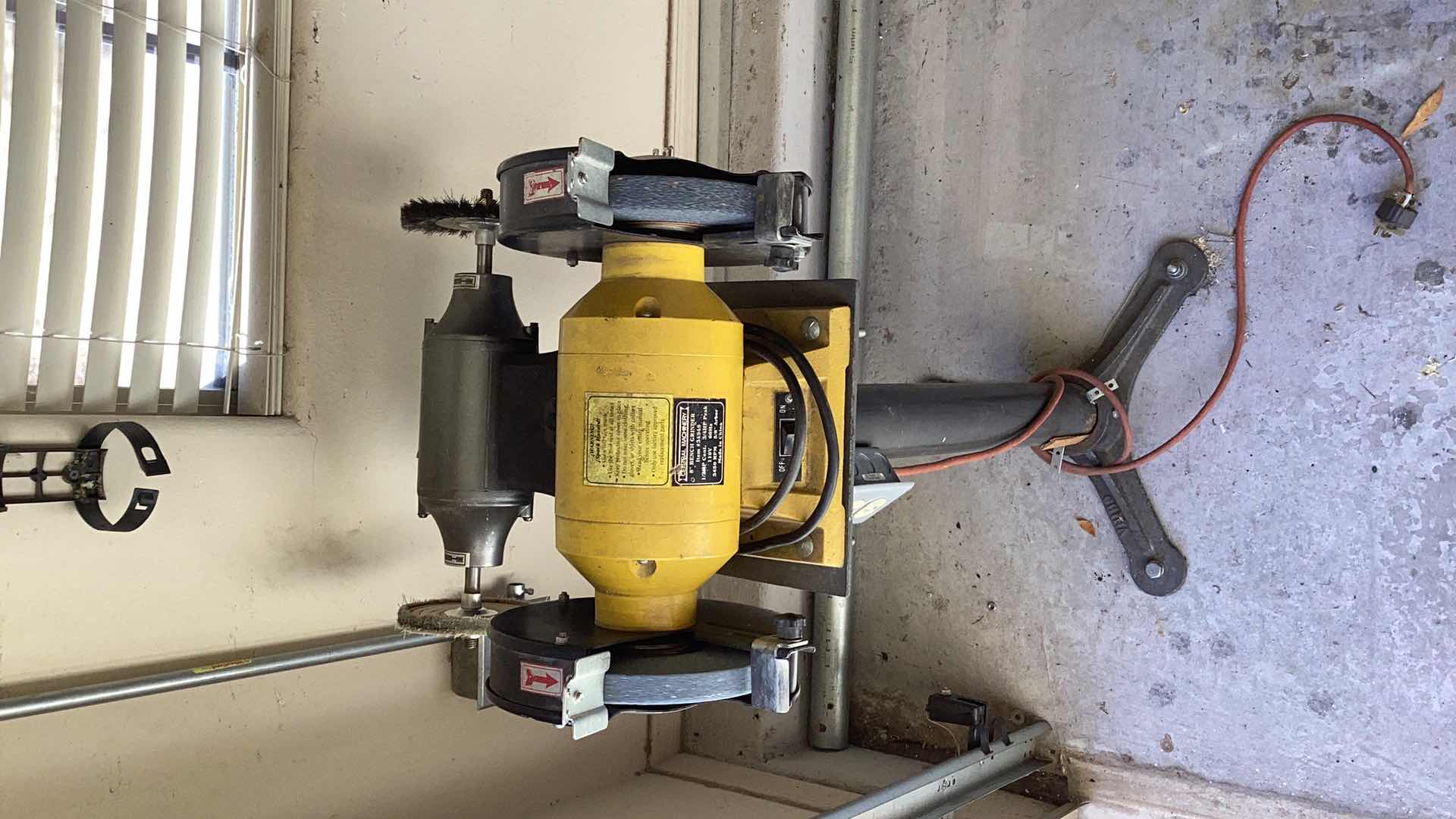 Photo 1 of GENERAL ELECTRIC 8” BENCH GRINDER AND 6” BUFFER ON STAND