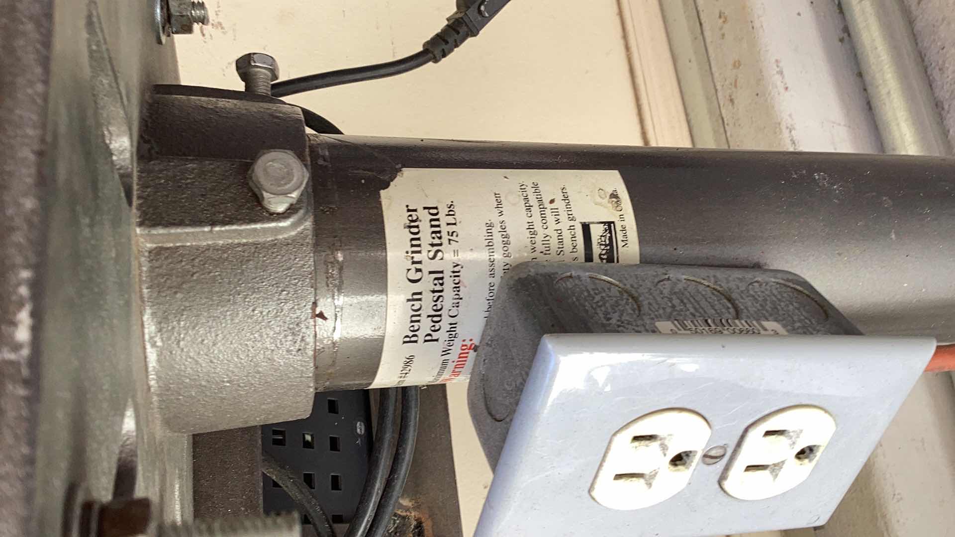 Photo 1 of GENERAL ELECTRIC 8” BENCH GRINDER AND 6” BUFFER ON STAND