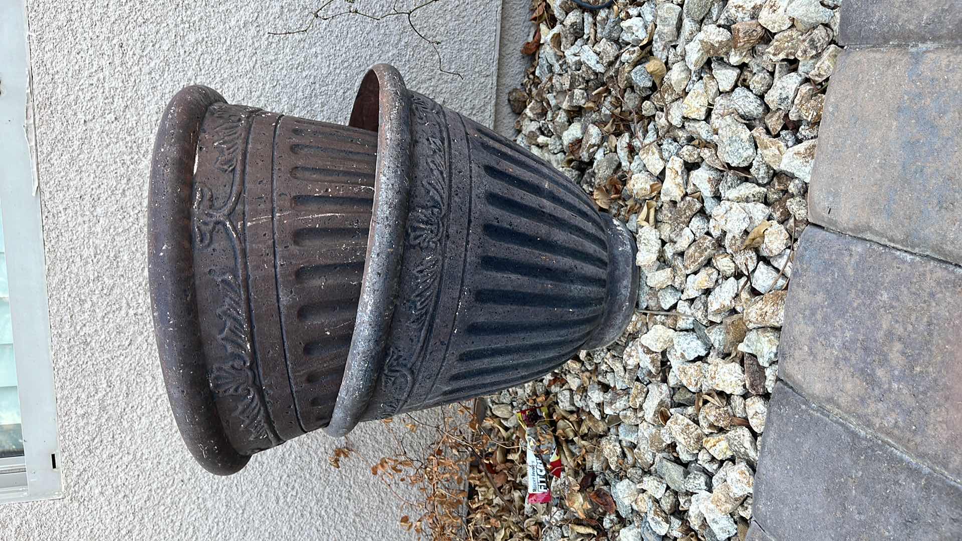 Photo 3 of GARDEN DECOR TWO PLANT POTS 7”CIRCUMFERENCE X H 16”