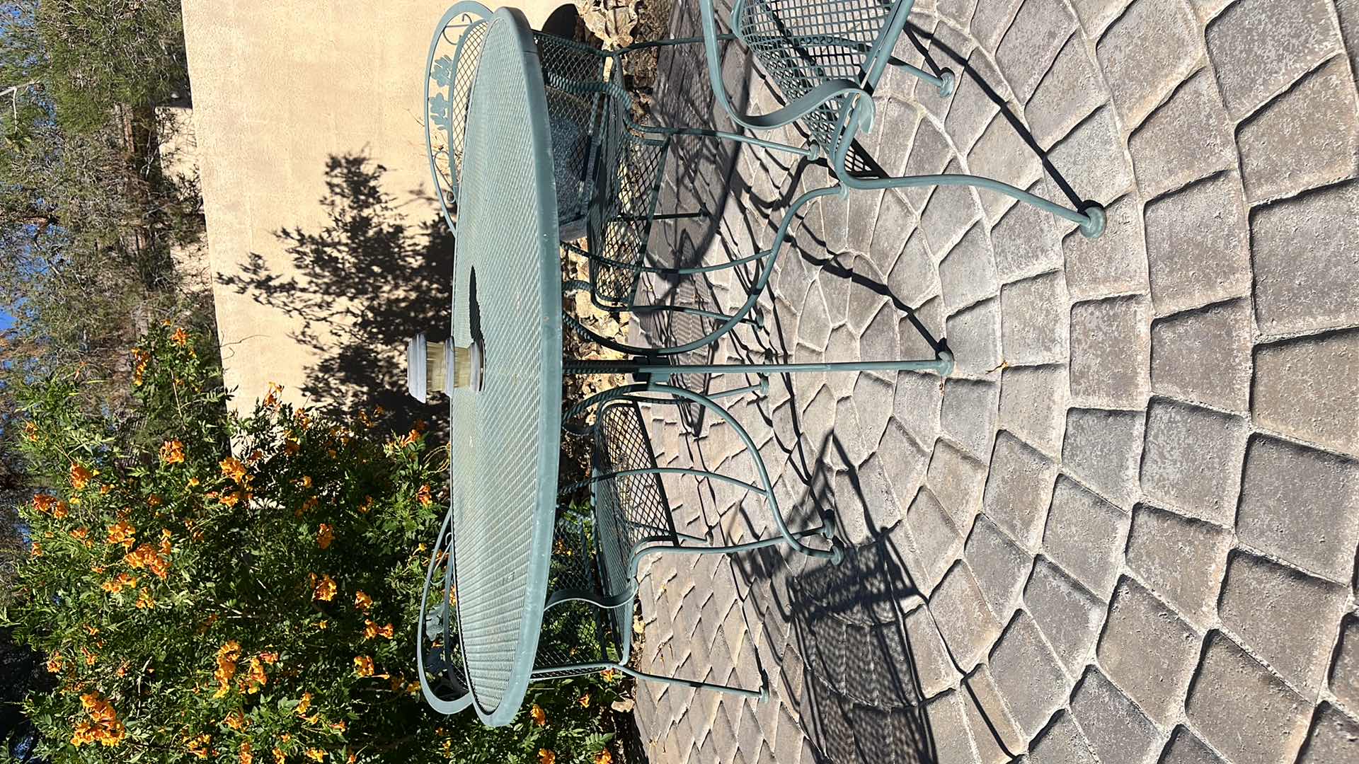 Photo 1 of BACKYARD/GARDEN METAL PATIO SET TABLE -  48” X H 28” , 4 CHAIRS 