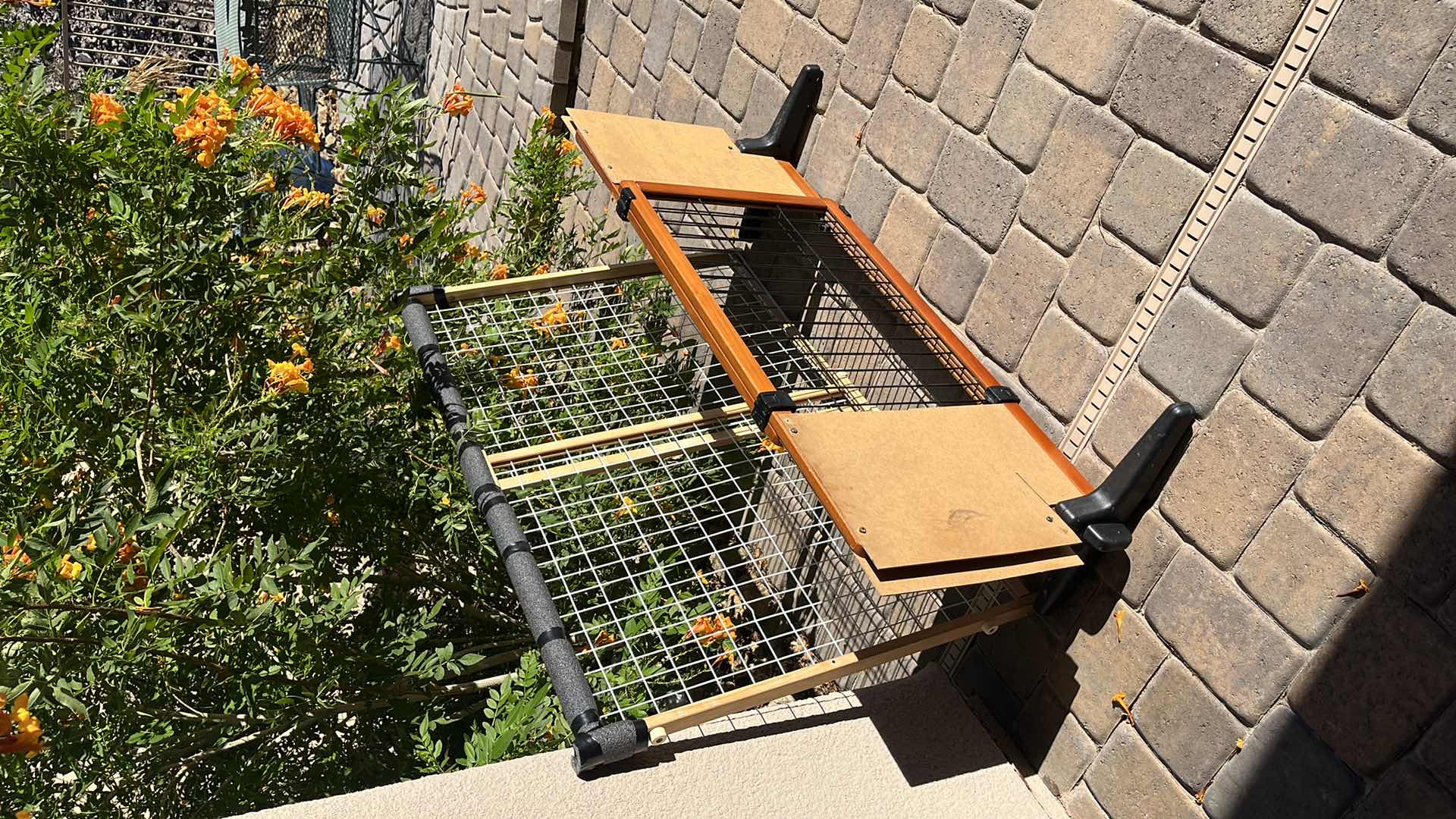 Photo 3 of HOME DECOR TWO SLIDING DOG GATE 
BROWN AND BLACK GATE 32” X 1” X H 20.25”
TAN AND WHITE GATE 47.5” X 2” X H 32”