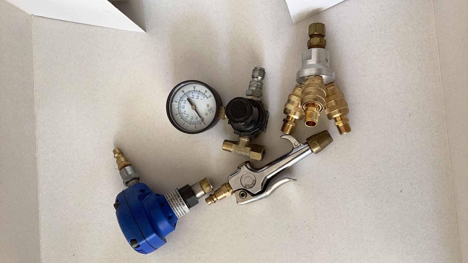 Photo 1 of ASSORTED FITTINGS AND A GAUGE